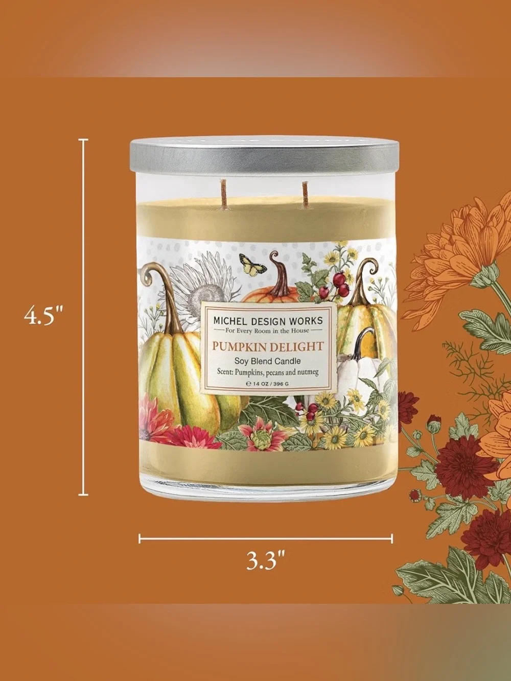 Michel Design Works Pumpkin Delight Soy Blend Candle~pumpkins, pecan, nutmeg/New